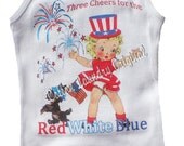 Vintage Childrens tshirt Three Cheers for the Red White Blue..