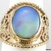 14k Yellow Gold Genuine Large Fiery Opal Cocktail Ring