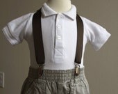 Brown ribbon adjustable supenders