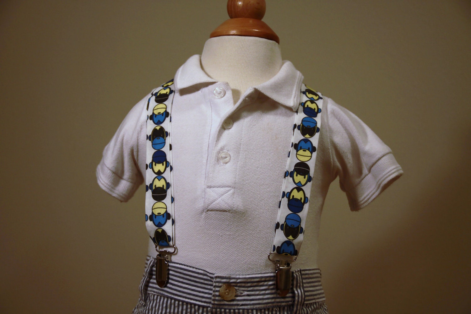 Monkey Print Adjustable Suspenders