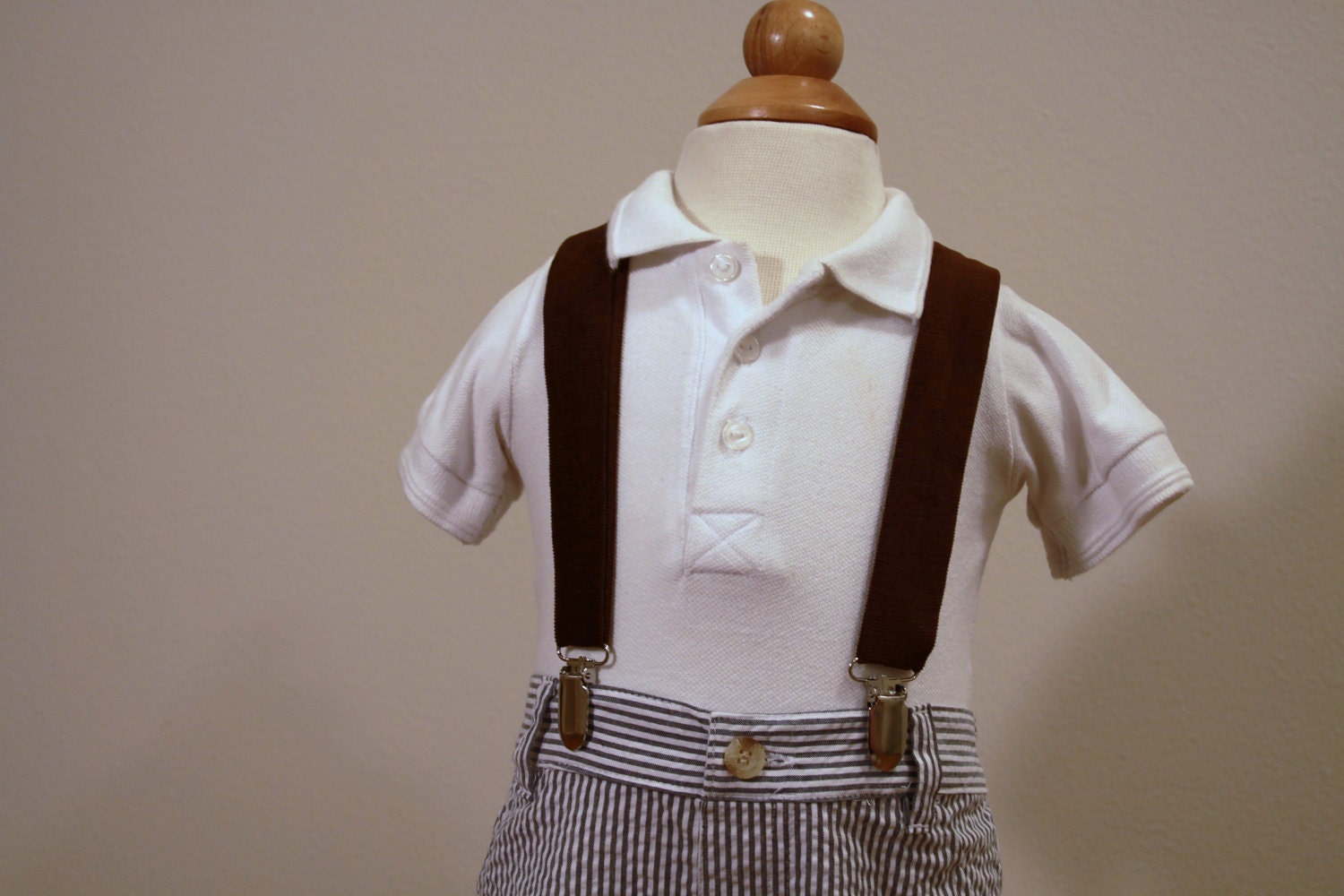Chocolate Brown Corduroy Adjustable Supenders