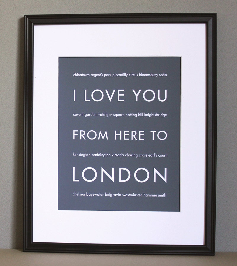 I Love You From Here To London, 8x10, Choose Color, Unframed
