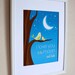 I Love You to the Moon and Back with Green Birds Art Print, 8x10, Unframed