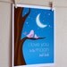 I Love You to the Moon and Back with Pink Birds Art Print, 8x10, Unframed