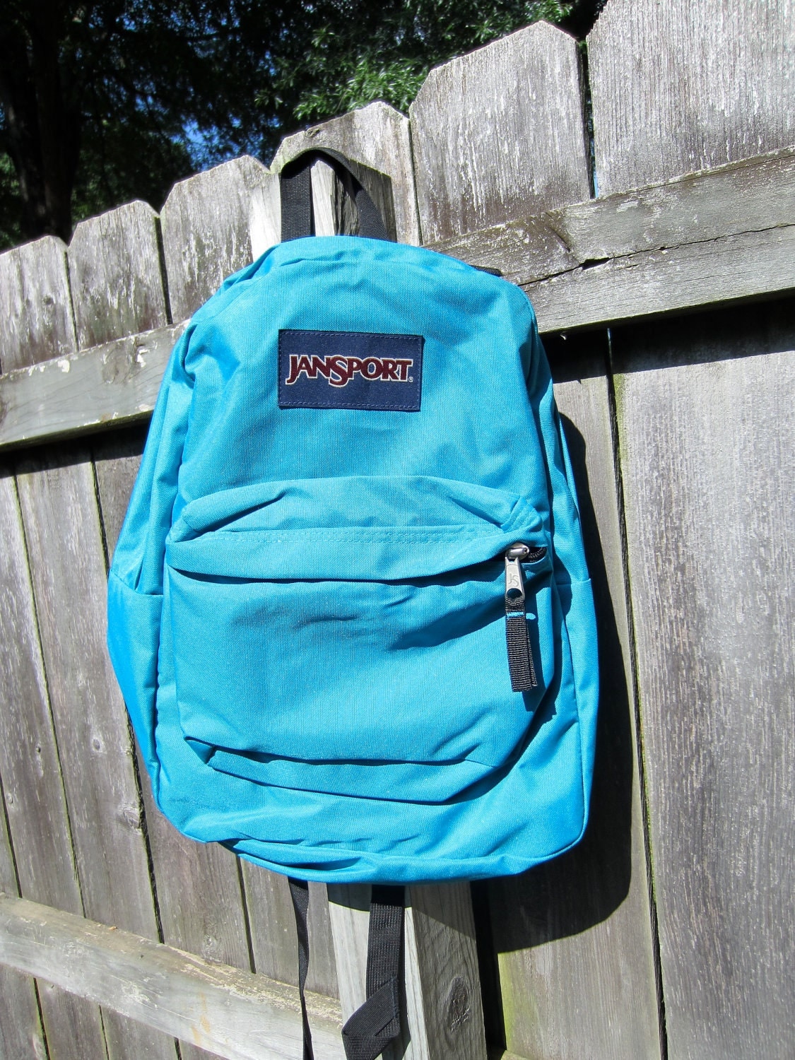 Vintage Bright Jansport Backpack Blue Aqua Teal by BohemianSeed