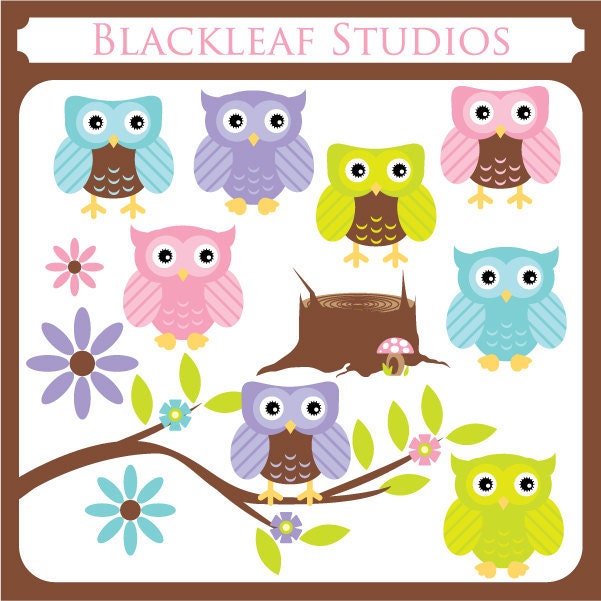 Cute Baby Owls Clipart Set Digital Images, Downloads, Small Business, Crafters - Personal and Commercial Use