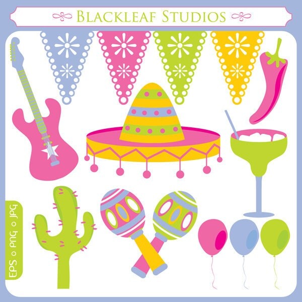 Tex Mex Fiesta Mexico Clipart Set Digital Download Images, Scrapbook, Graphics, Crafters - Personal and Commercial Use Clipart