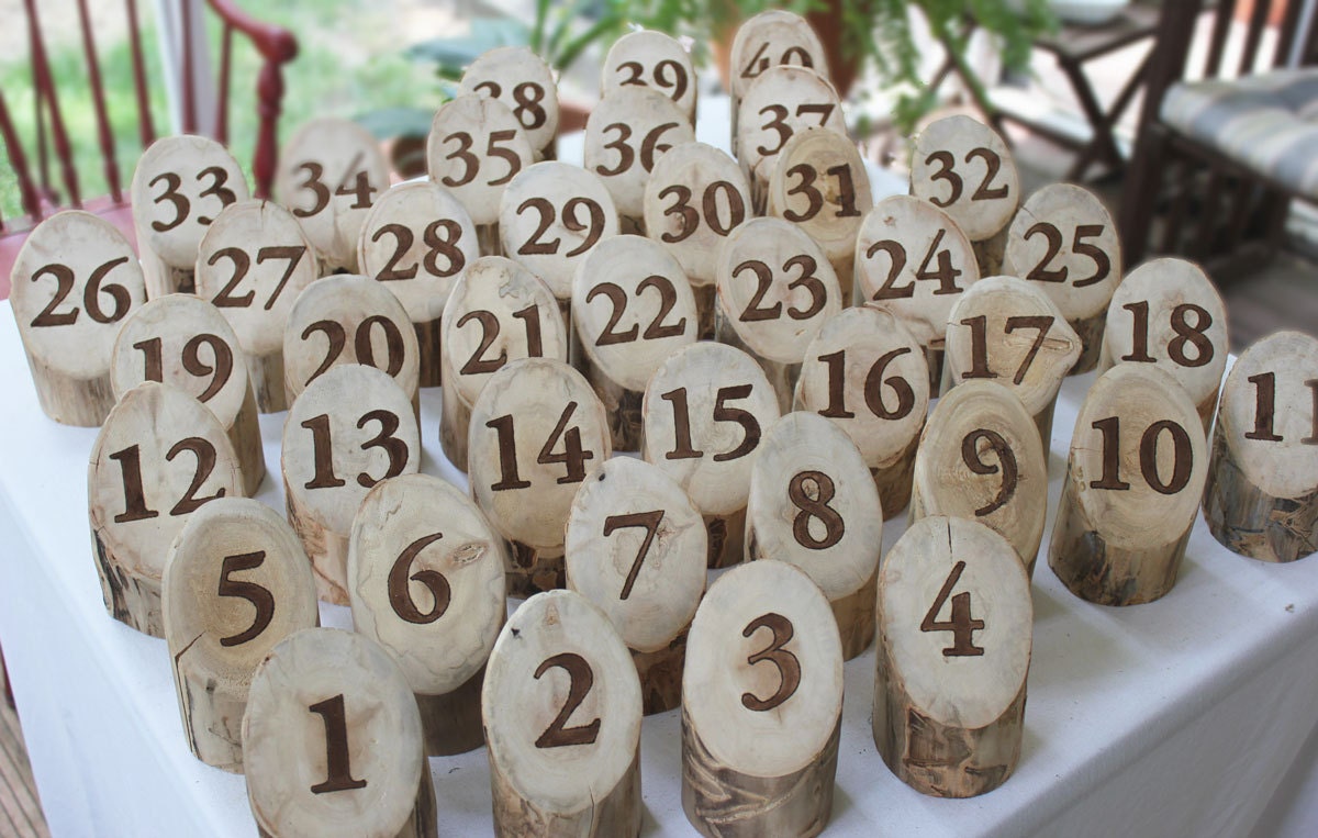 Log Table Numbers, for your Rustic Wedding, Spring Wedding, Summer Wedding, from Naturally Aspen