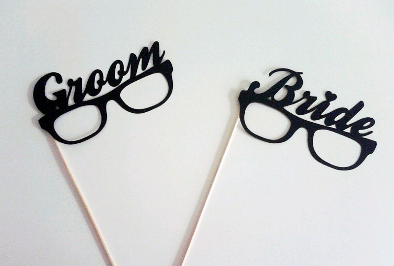 Photo Booth Props - Bride Groom Glasses