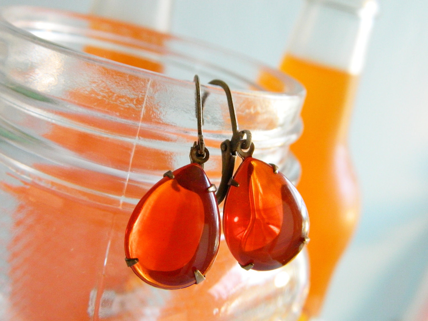Orange Crush Earrings, Retro Earrings, Vintage Orange, Retro Jewelry, Vintage Jewelry, Tangerine Orange, Bohemian Earrings, Summer Earrings