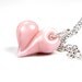 Pink Pastel Peach Coral Lampwork Heart Necklace