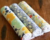 Chenille Burp Cloth Set of 3 -  Baby Girl Maya