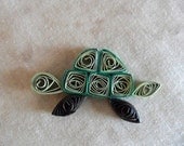 Handmade Scrapbook Embellishment Sea Turtle Paper Sage Green Chocolate Brown Quilled Card Supply