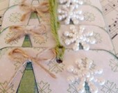 Gift Tags Favor Tags Christmas Tree Plaid Shabby Handmade Paper Holiday Pink Green Snowflake Winter