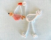 Scrapbooking Supply Stork Baby Pink New Infant Embellishment Handmade Child Girl Bundle Shower Paper Quilled