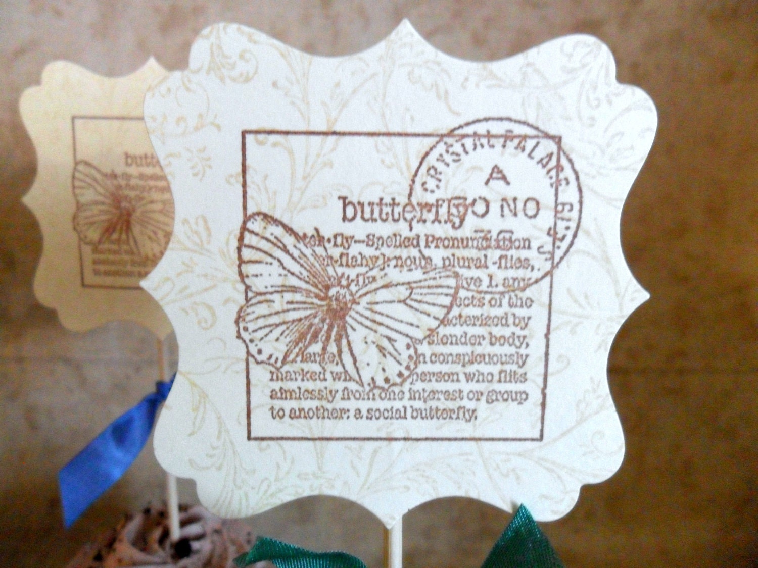 Cupcake Toppers Butterfly Postmark Birthday Tea Party Just Because Food Picks Party Decor
