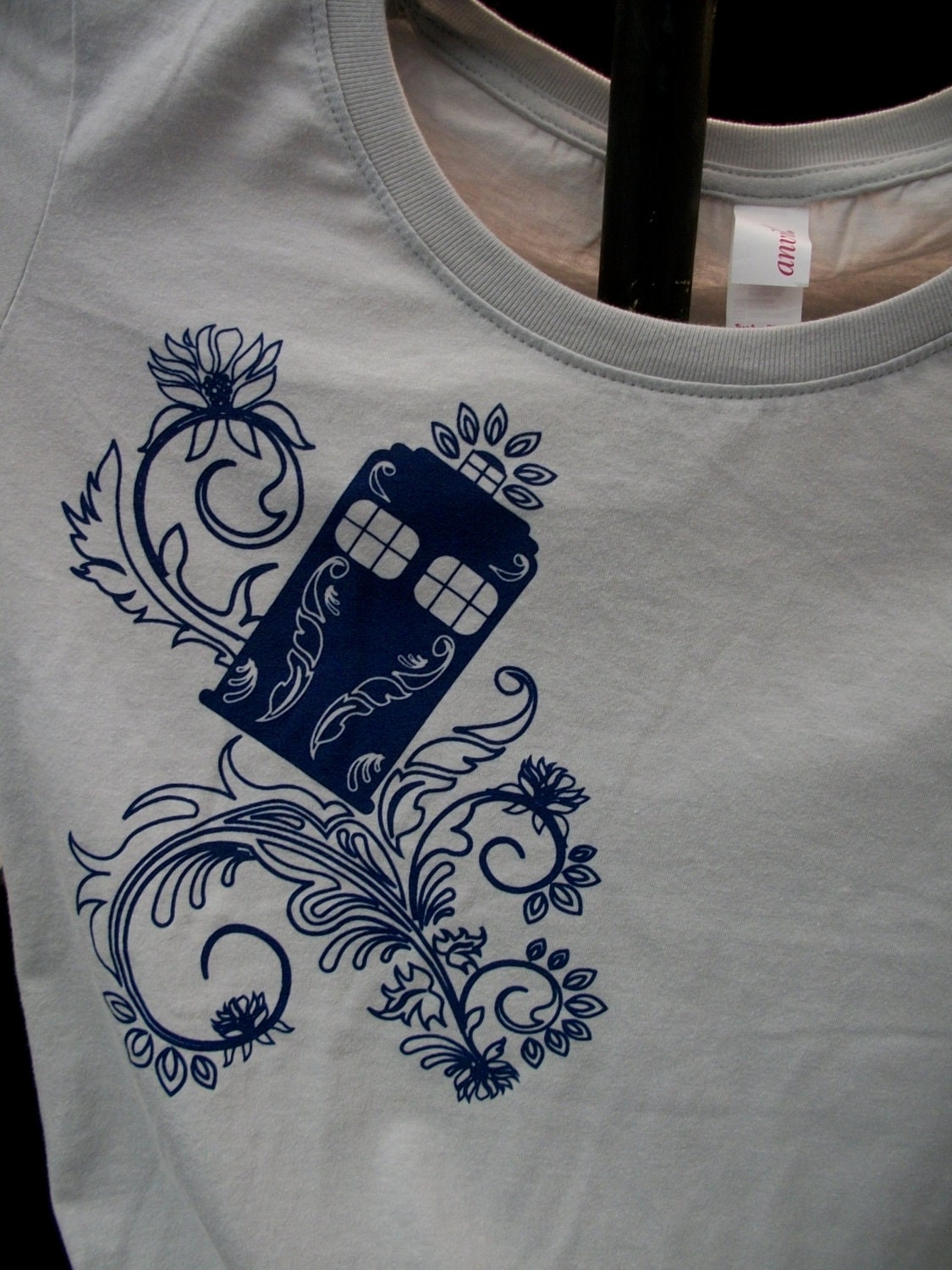 Henna Police Box Silver Ladies Scoopneck Tee
