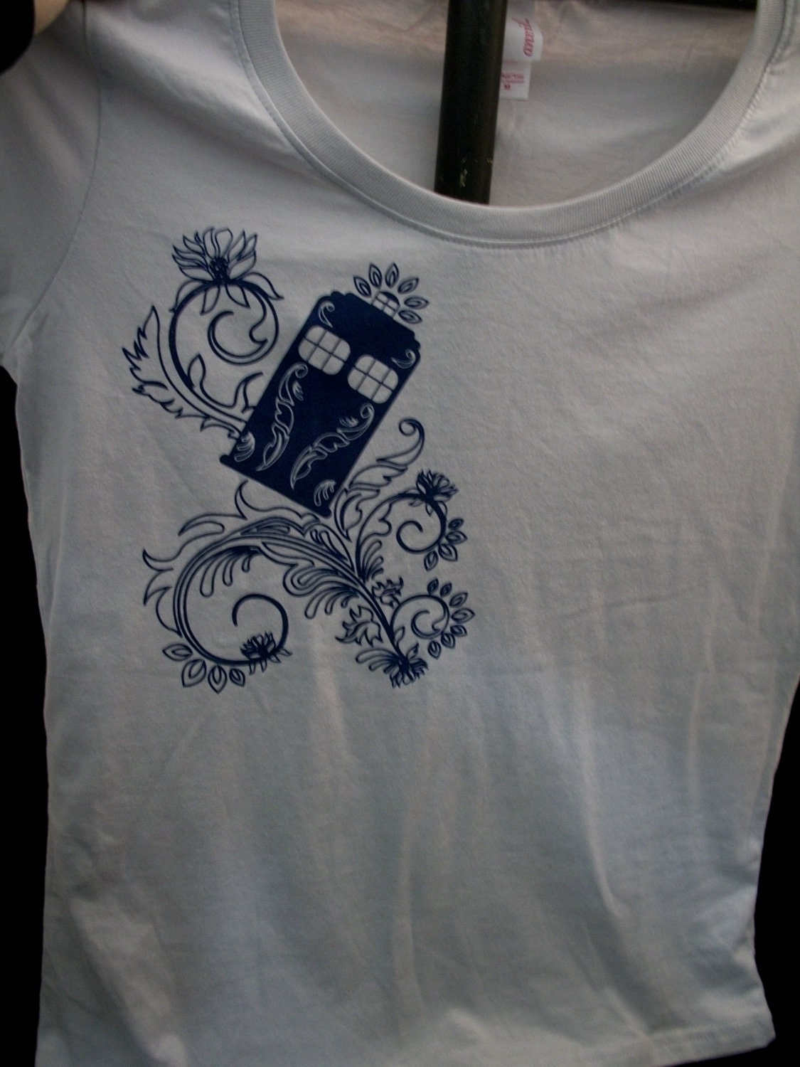 Henna Police Box Silver Ladies Scoopneck Tee
