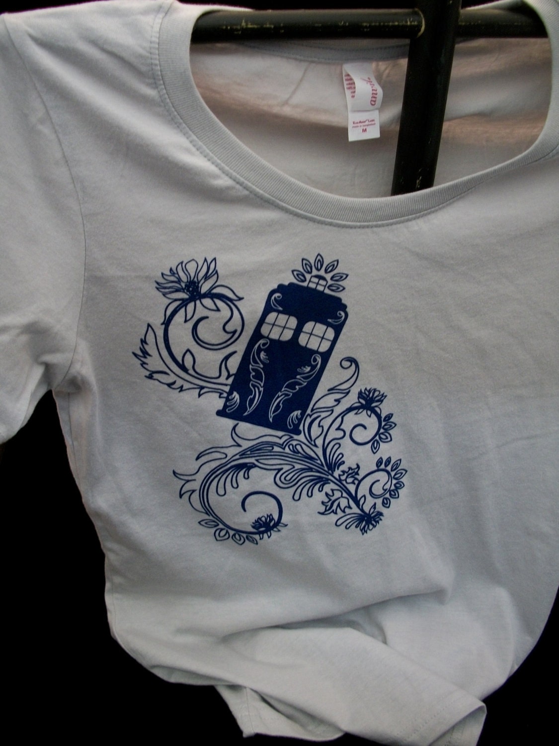 Henna Police Box Silver Ladies Scoopneck Tee