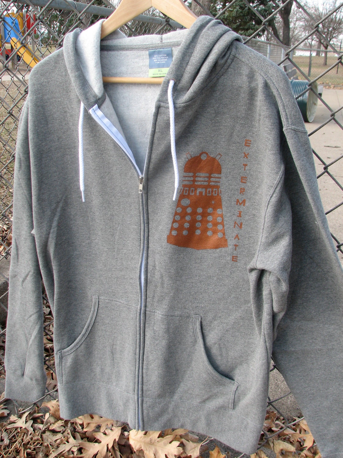 EXTERMINATE XS Gray Hoodie
