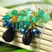 Gemstone cluster earrings - lava rock and ocean blue glass - Sand and Sea