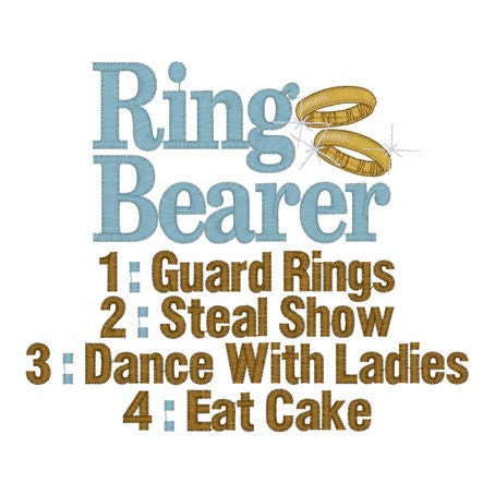 Ring Bearer Tee Embroidery T shirt Sizes 2 4 6 8 10
