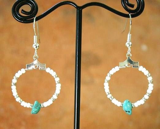50% or More off SALE - Little Springs Beaded & Turquoise Earrings