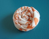 Rolled Fabric Flower Headband Single - Orange and Cream - on Skinny Elastic - Newborn Infant Toddler Girl Adult