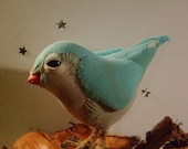 Birdy- Big Bird- mixed media- turquesa-Textil- Sculpture- free shipping