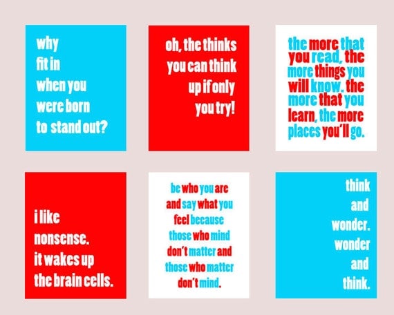 The Doctor Knows Best... Set of Six 8x10 Dr. Seuss Quote Nursery/Playroom/Child Room Prints