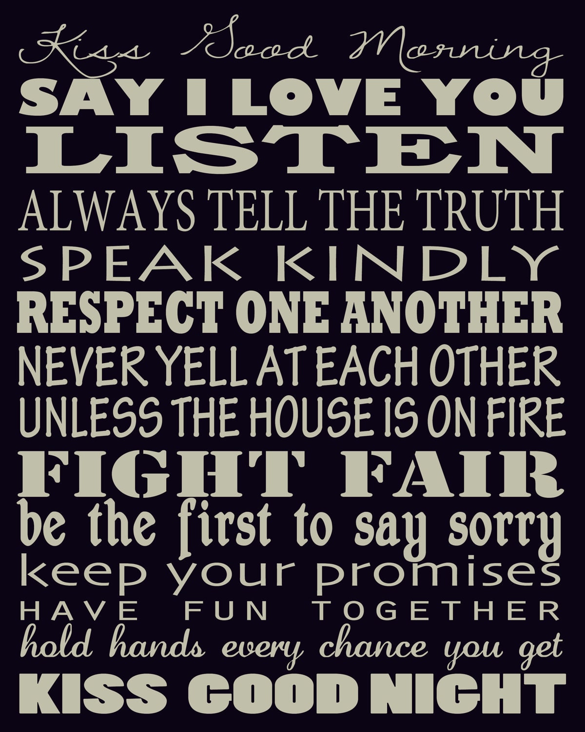 8x10 Family Rules Print
