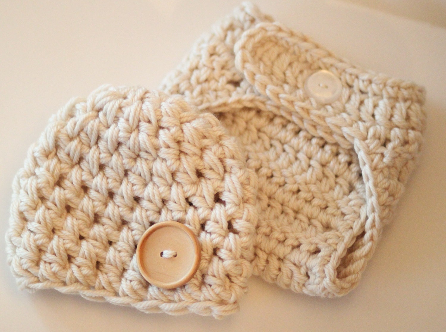 Crochet Chunky Button Beanie And Diaper Cover Photography