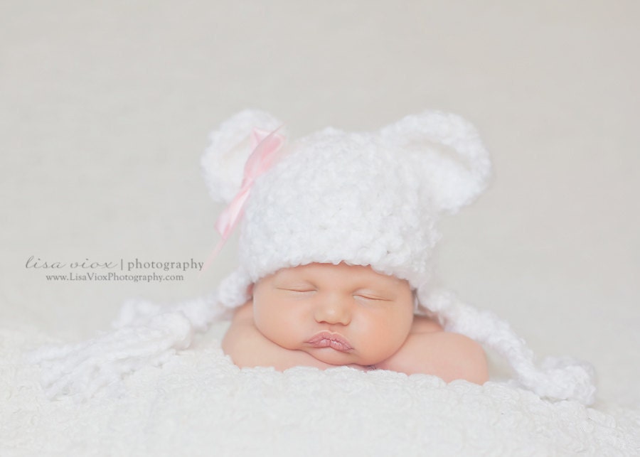 PDF PATTERN Fuzzy Bear Earflap Hat Newborn 0-3 and 3-6 Months Instant Download