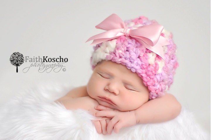 Crochet Baby Girl Chunky Beanie Photography