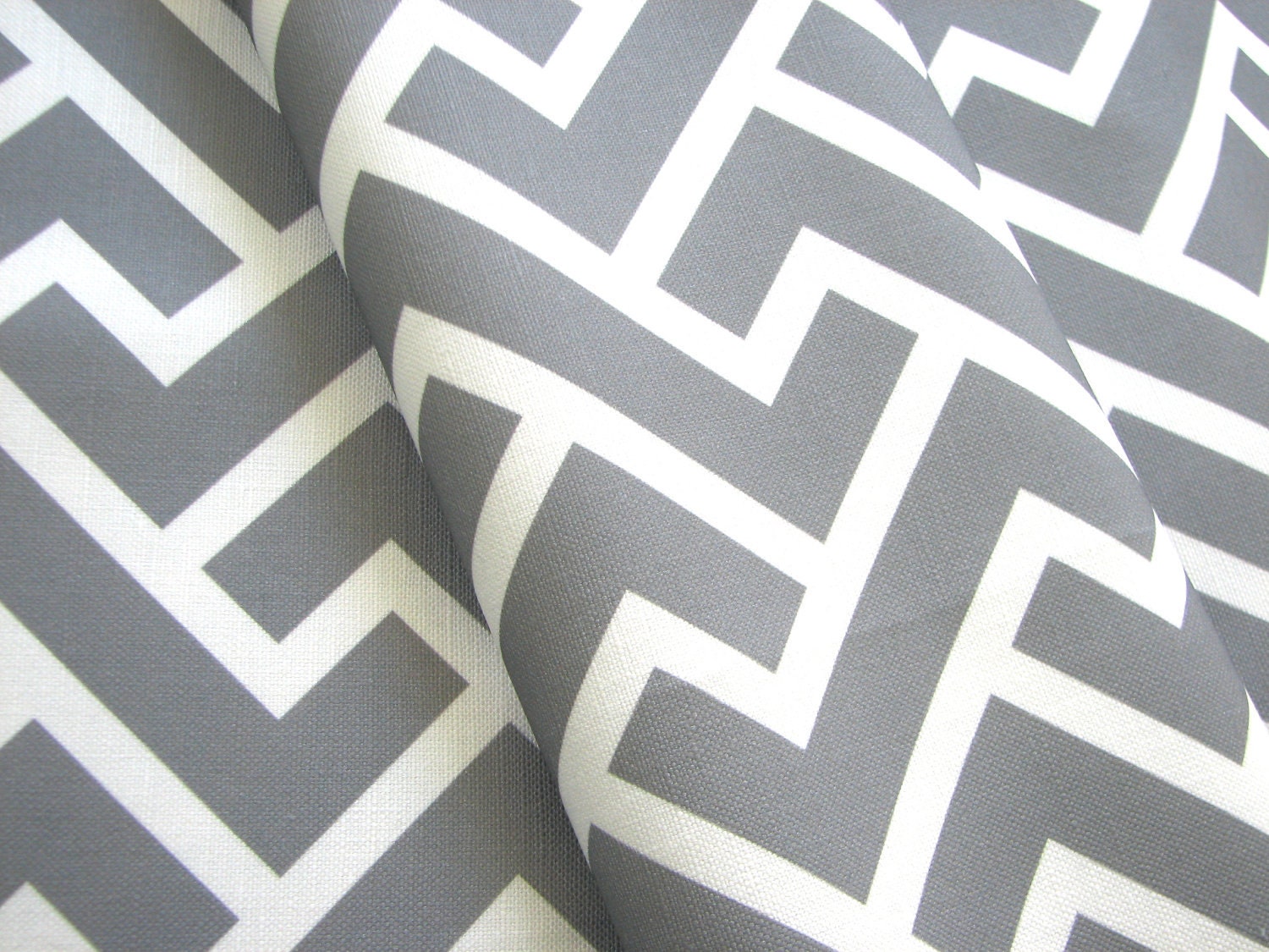 Original Geometric Vintage Inspired Home Decor Fabric Yardage-Grey