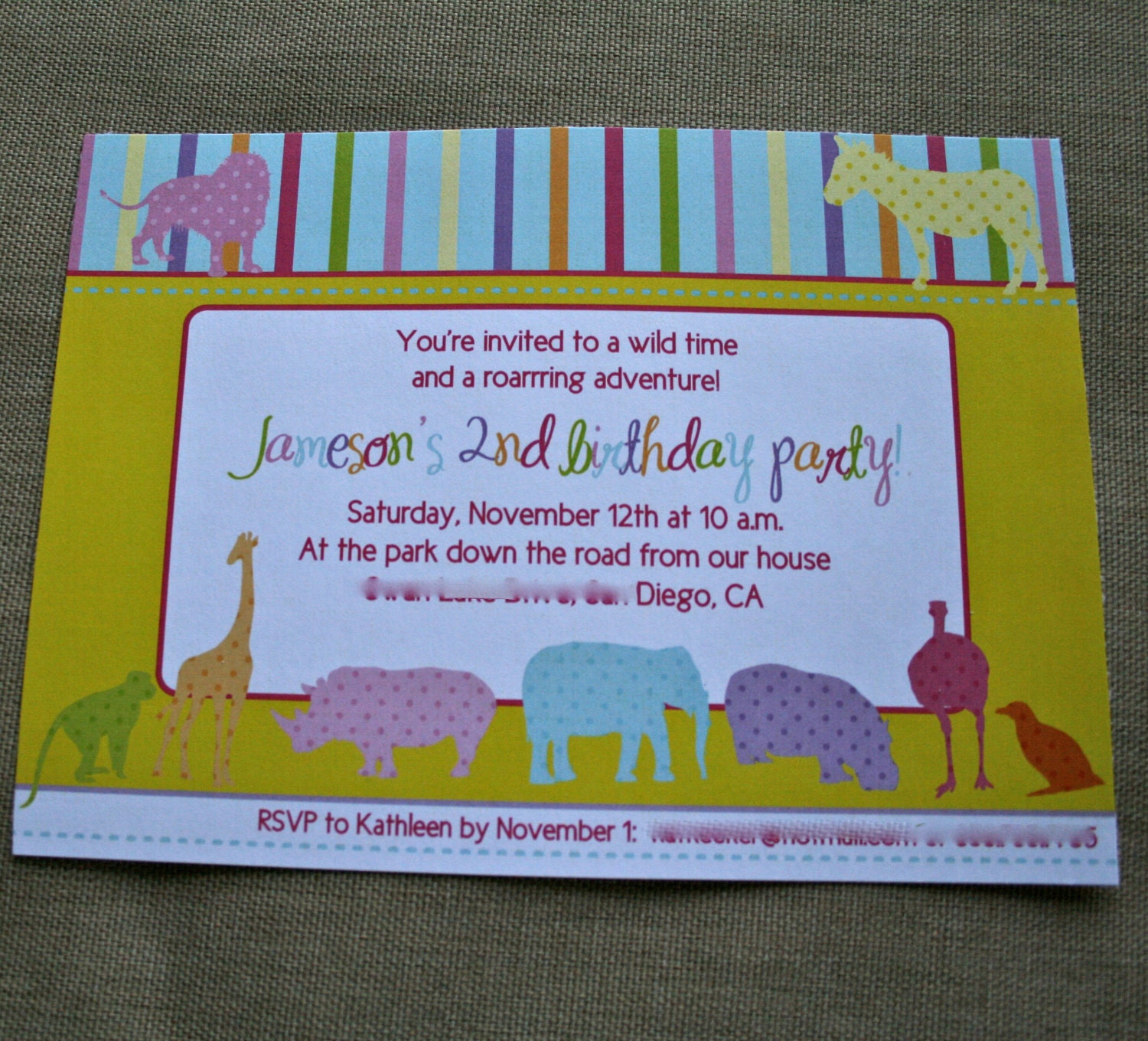 Wild Animal- digital Invite- print your own