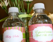 Water Bottle Wrappers in pink and green- digital file- you print Il_170x135