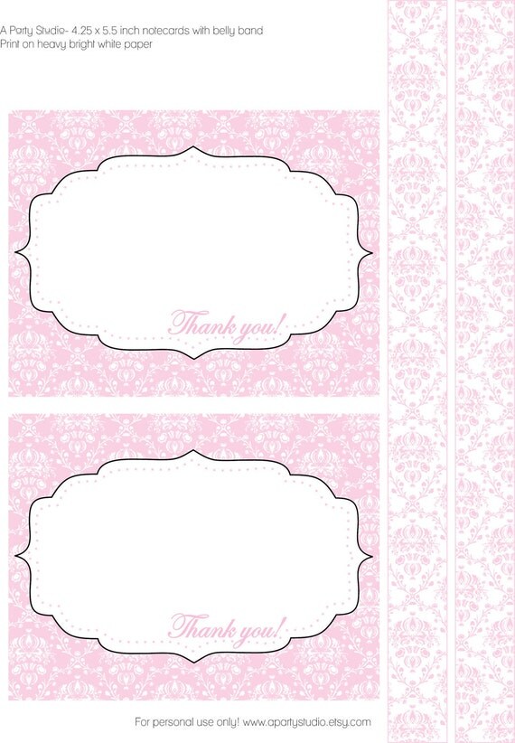 Pink Damask Notecards- print your own Il_570xn