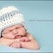 Grey and White Stripe Newborn Earflap Hat