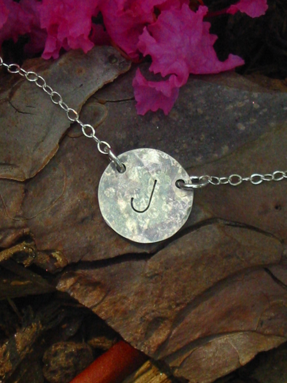 Personalized Hand Stamped Uppercase Initial Necklace in Sterling Silver- FREE SHIPPING