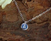Personalized UpperCase Hand Stamped Jewelry Small Initial Pendant Necklace in Recycled Sterling Silver- FREE SHIPPING