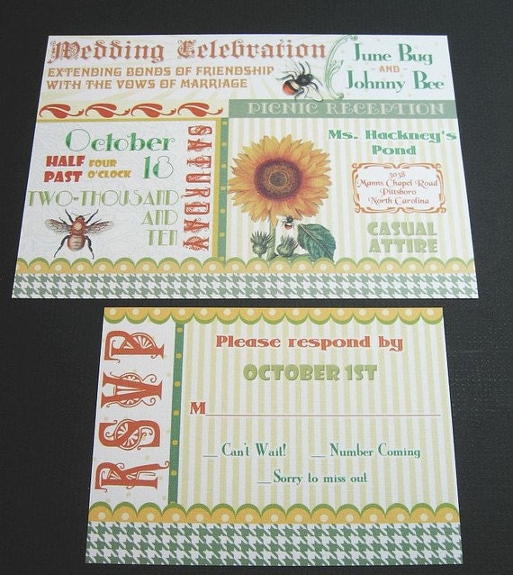 DIY Country Garden Design  - PRINTABLE Wedding or Event Invitation Set - I set text, YOU print