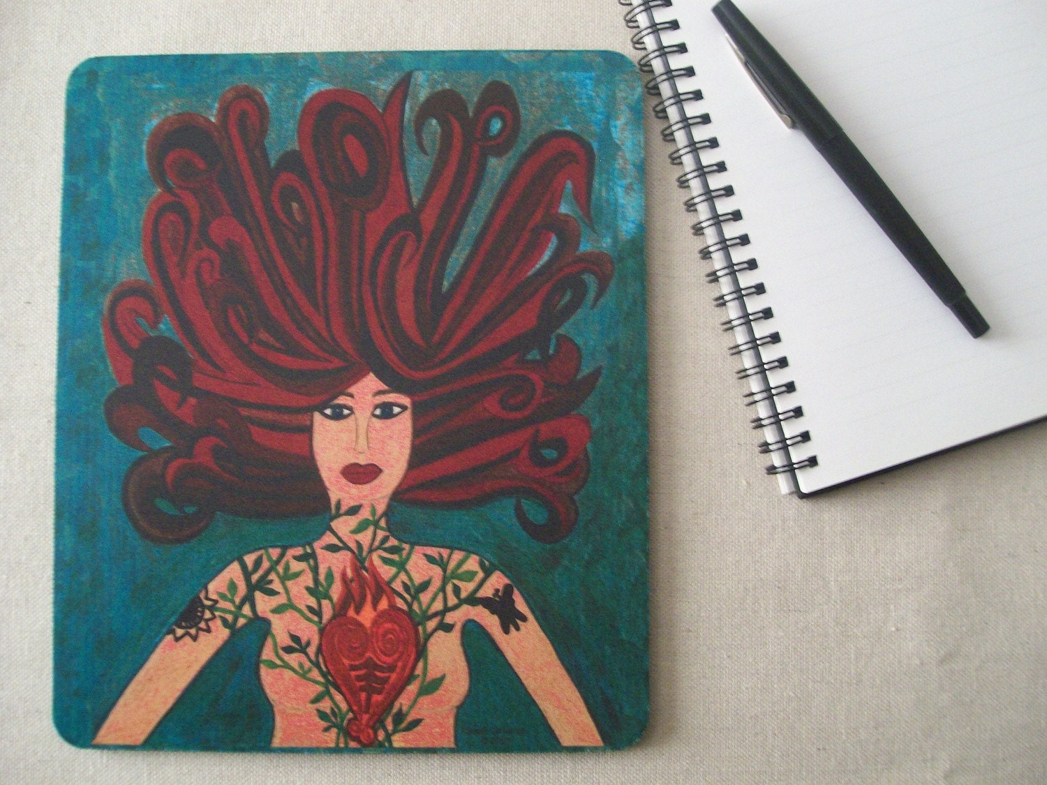 Mousepad featuring image of original artwork by Susie Carranza  - "Woman with Heart"