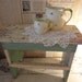 Antique 30s Green Cream Primitive Bench