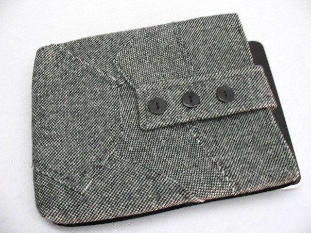 IPAD case IPAD sleeve OOAK Black Tweed