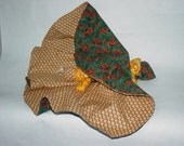 Reversible Doll, Autumn Leaves vs. Woven Straw Patterned Skirt Topsy Turvy Doll, ragdoll, cloth doll