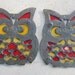 Stained Glass Owl Trivet - Vintage Yellow and Red Owl Trivet