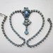1950s Rhinestone Necklace Ice Blue Something Blue Silver Choker Vintage Wedding Jewelry