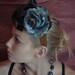 Rita Hayworth Hand made Vintage silk fabric & Flower HEAD BAND/ / /Pin Up Girl /Fascenator/ Patchwork leather /  Echo designer SILK Scarf/