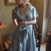 Vintage Sea blue TAFFETA  Dress AN Affair To Remember Couture Tea Length 14w  women's Avante Garde Formal Evening Gown Pleated front skirt